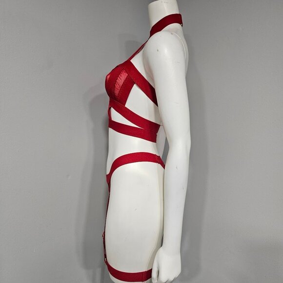 Seductive Cage Bondage Garter Set Lingerie - Picture 3 of 7